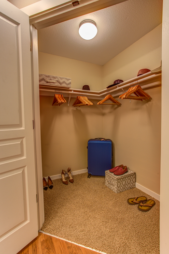 Our homes include huge walk in closets, mirrored closets, pantries, storage closet, etc!